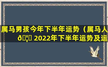 属马男孩今年下半年运势（属马人 🦍 2022年下半年运势及运 🐟 程男）